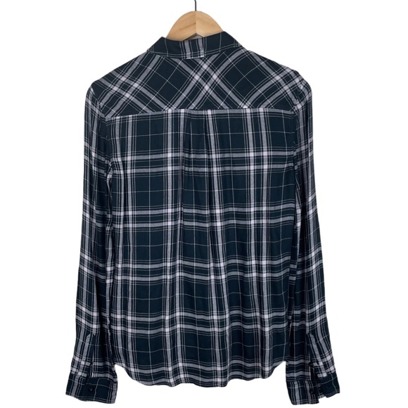 PAIGE Soft Lightweight Button Front Black Gray Plaid Flannel Shirt - Picture 2 of 8